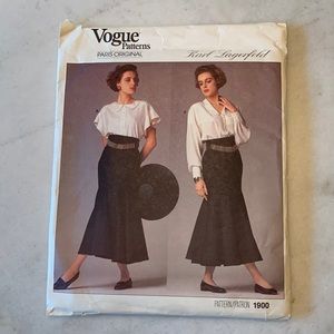 UNCUT Vogue Paris Original Karl Lagerfeld Blouse & Skirt Sewing Pattern 1900